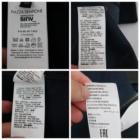 piazza sempione coat womens 42 wool blend geometric‎ colorblock button up jacket - Picture 15 of 16